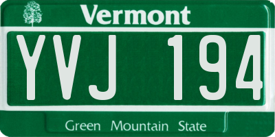 VT license plate YVJ194