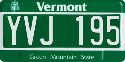 VT license plate YVJ195