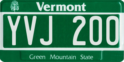 VT license plate YVJ200
