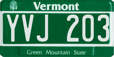 VT license plate YVJ203