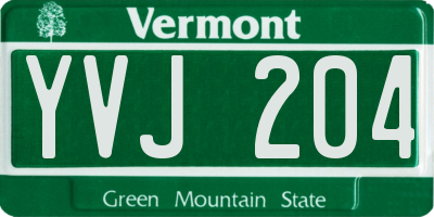 VT license plate YVJ204