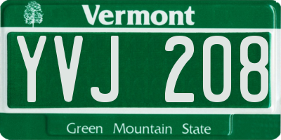 VT license plate YVJ208