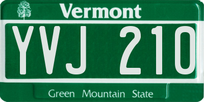 VT license plate YVJ210