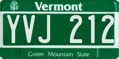 VT license plate YVJ212