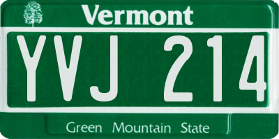 VT license plate YVJ214