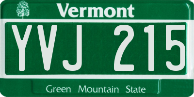 VT license plate YVJ215