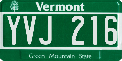 VT license plate YVJ216