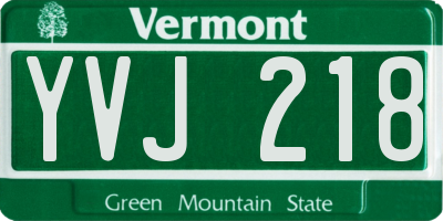 VT license plate YVJ218