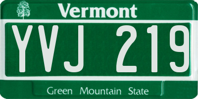VT license plate YVJ219