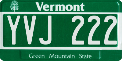 VT license plate YVJ222
