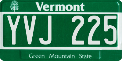 VT license plate YVJ225