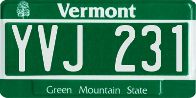 VT license plate YVJ231