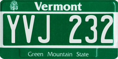 VT license plate YVJ232