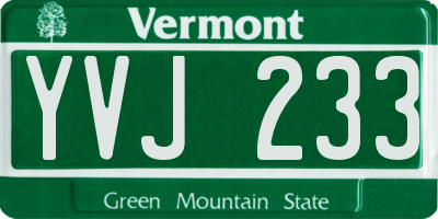VT license plate YVJ233