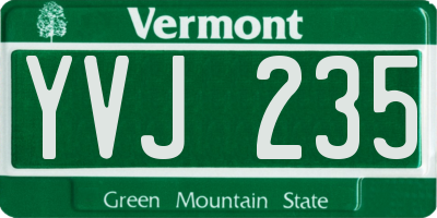 VT license plate YVJ235