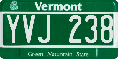 VT license plate YVJ238