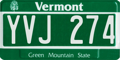VT license plate YVJ274