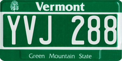 VT license plate YVJ288
