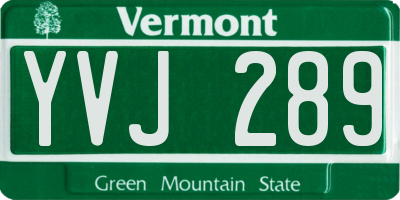 VT license plate YVJ289