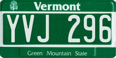 VT license plate YVJ296