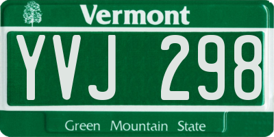 VT license plate YVJ298