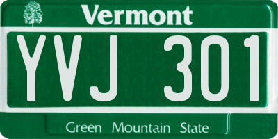VT license plate YVJ301