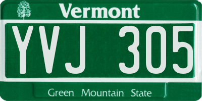 VT license plate YVJ305