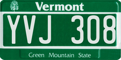 VT license plate YVJ308
