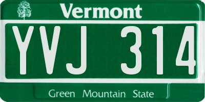 VT license plate YVJ314