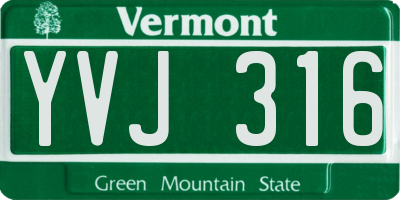 VT license plate YVJ316