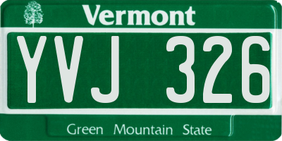 VT license plate YVJ326