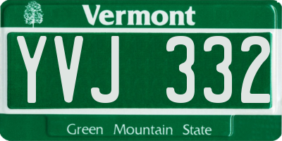 VT license plate YVJ332