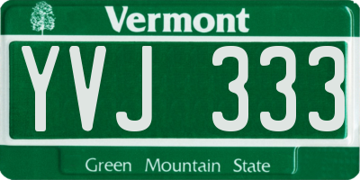 VT license plate YVJ333