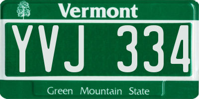 VT license plate YVJ334