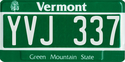 VT license plate YVJ337