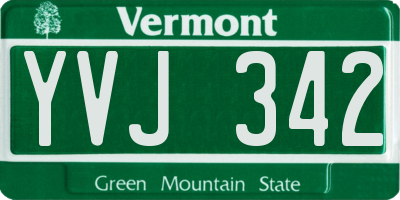 VT license plate YVJ342