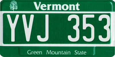 VT license plate YVJ353
