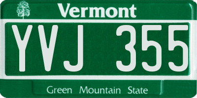 VT license plate YVJ355