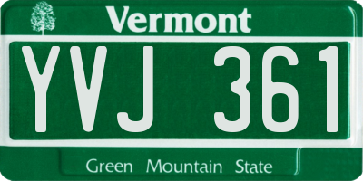 VT license plate YVJ361