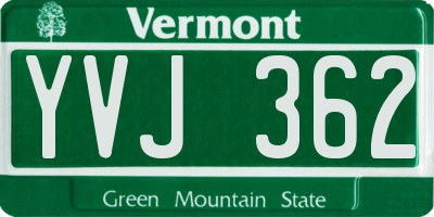 VT license plate YVJ362