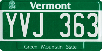 VT license plate YVJ363