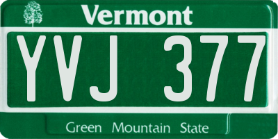 VT license plate YVJ377