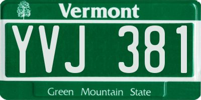 VT license plate YVJ381