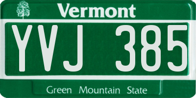 VT license plate YVJ385