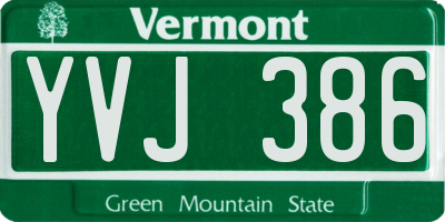 VT license plate YVJ386