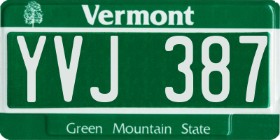 VT license plate YVJ387
