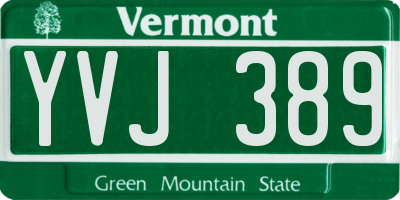 VT license plate YVJ389