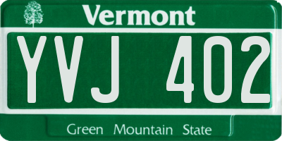 VT license plate YVJ402