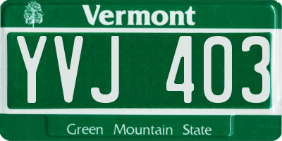 VT license plate YVJ403
