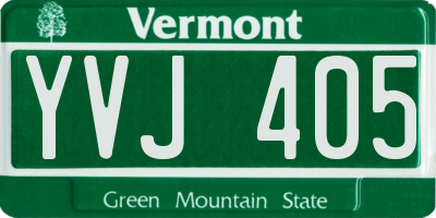 VT license plate YVJ405